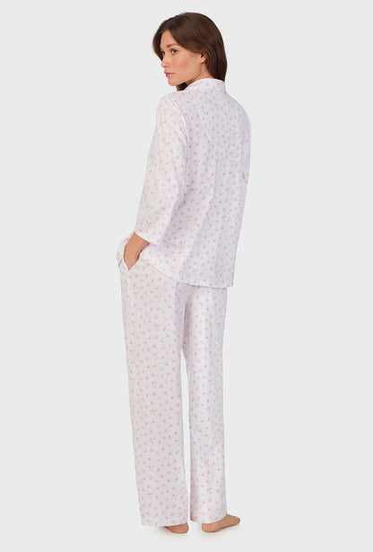 A lady wearing Mini Floral Cotton Long Pajama Set