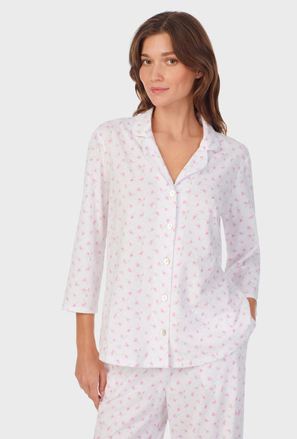 A lady wearing Mini Floral Cotton Long Pajama Set