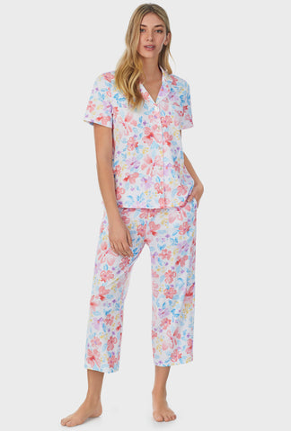 Carole Hochman Signature - Cannot wait to Spring Ahead! ⏰ ~New in shop~  Lavender Vintage Floral Stripe Pajama Set in 100% Cotton Jersey Knit #cotton  #CaroleHochman #pjsallday #springfashion