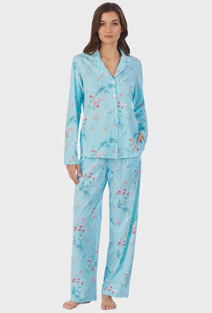 picture of Aqua Floral  Cotton Long Pajama Set