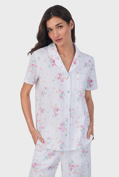 Floral Bouquet Cotton Capri Pajama Set