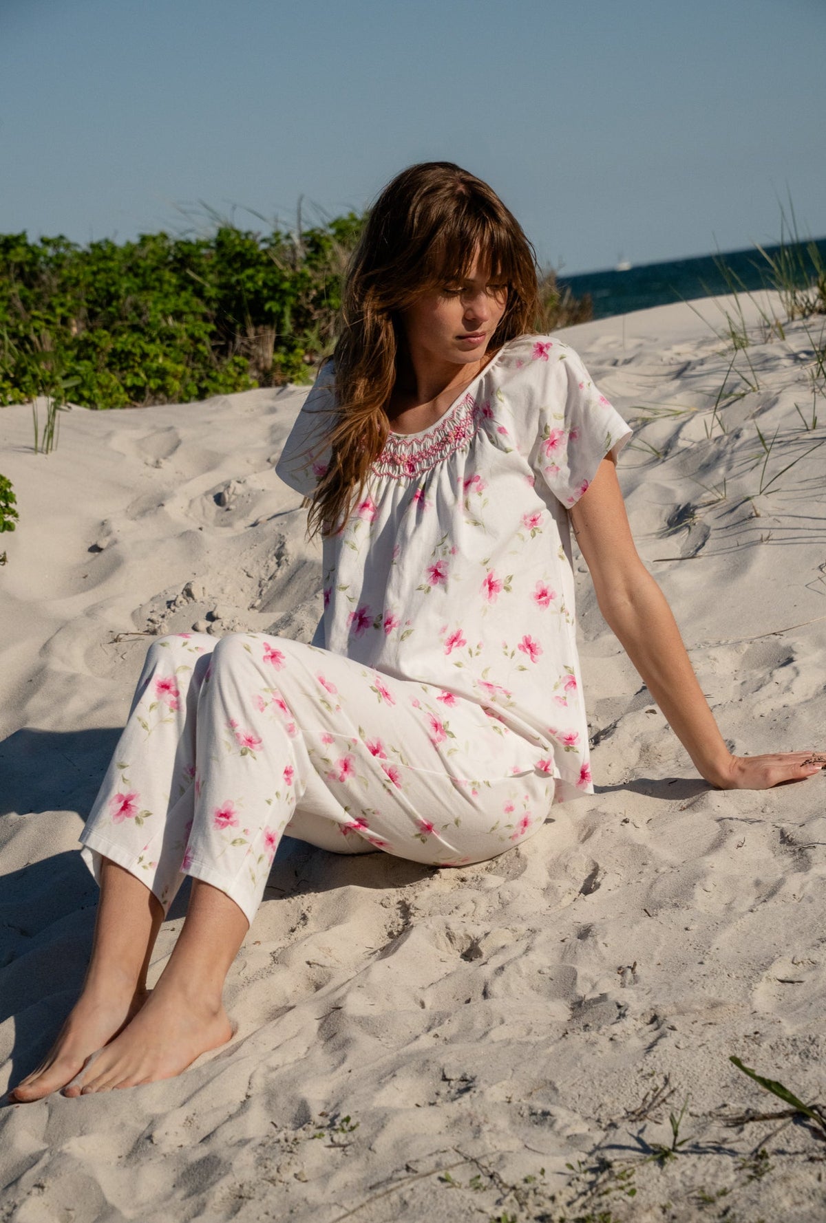 Blush Garden Cotton Capri Pajama Set