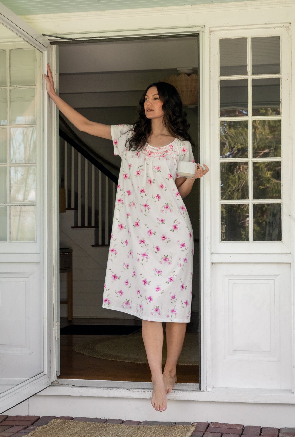 Blush Garden Cotton Midi Nightgown