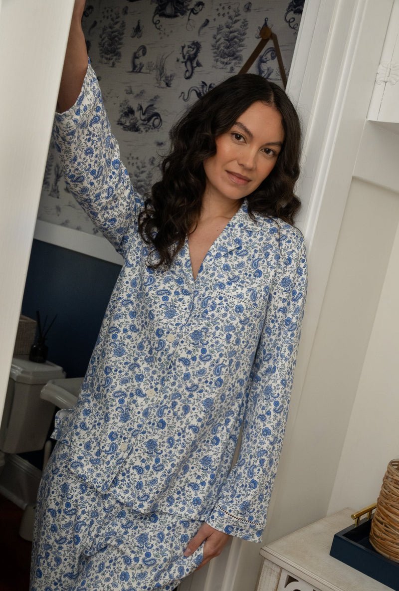 Twilight Paisley Cotton Interlock Long Pajama Set