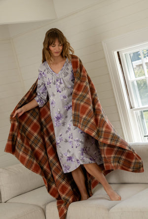 Shadow Petals Cotton Midi Nightgown