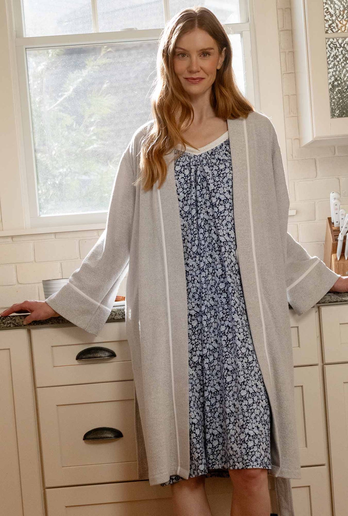 Blue Depths Floral Cotton Waltz Chemise