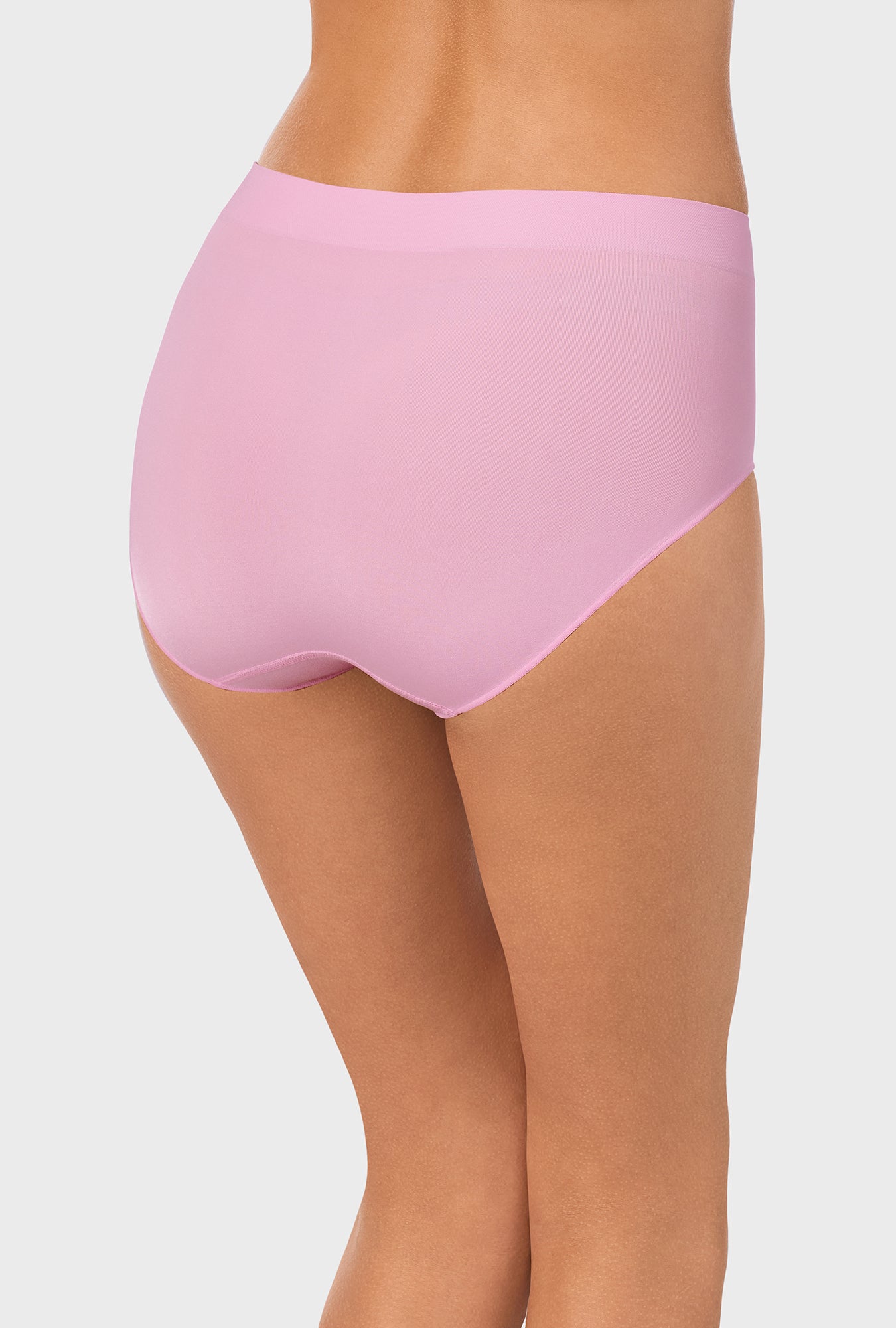 A lady wearing pink seamless brief