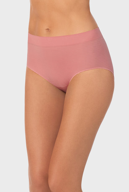 A lady wearing pink seamless brief