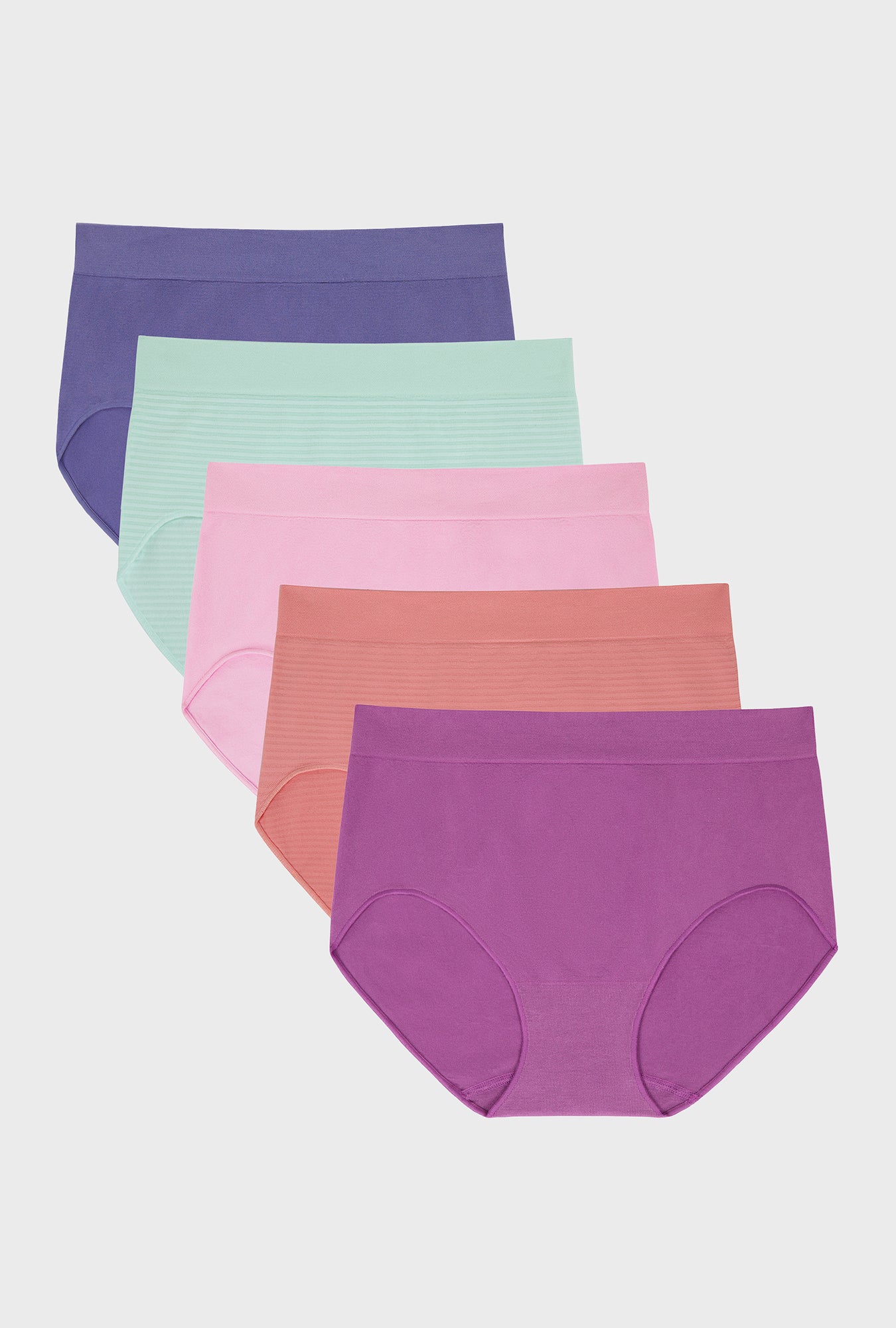 Set of five women's seamless brief underwear in various colors 