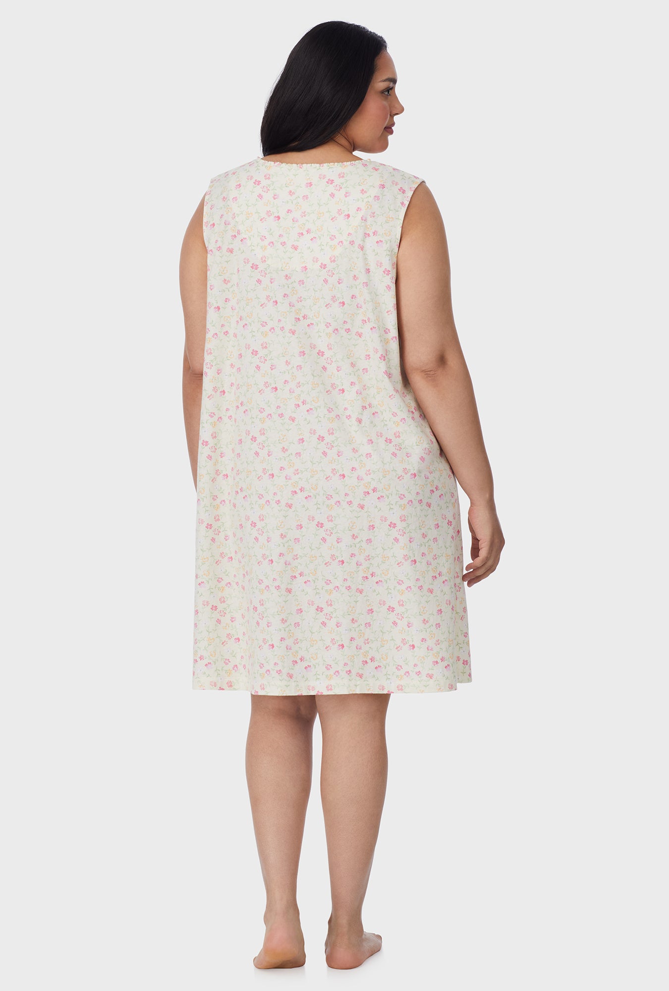 A lady wearing Spring Ditsy Cotton Short plus Nightgown