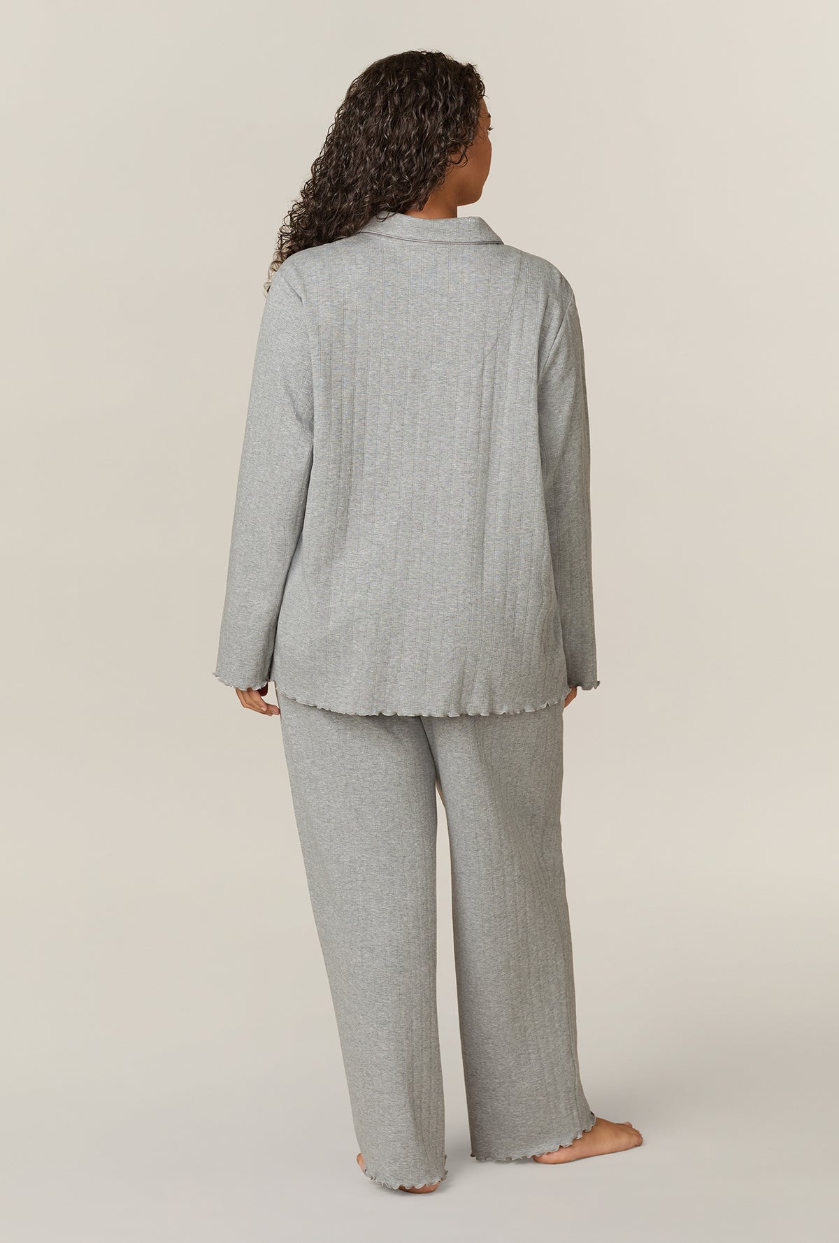 Heather Grey Pointelle Long Pajama Set